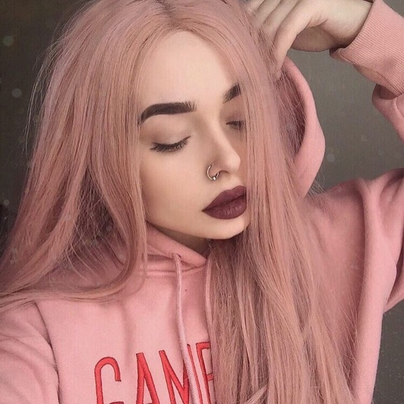 💫24” DUST PINK NATURAL STRAIGHT LACE FRONT WIG